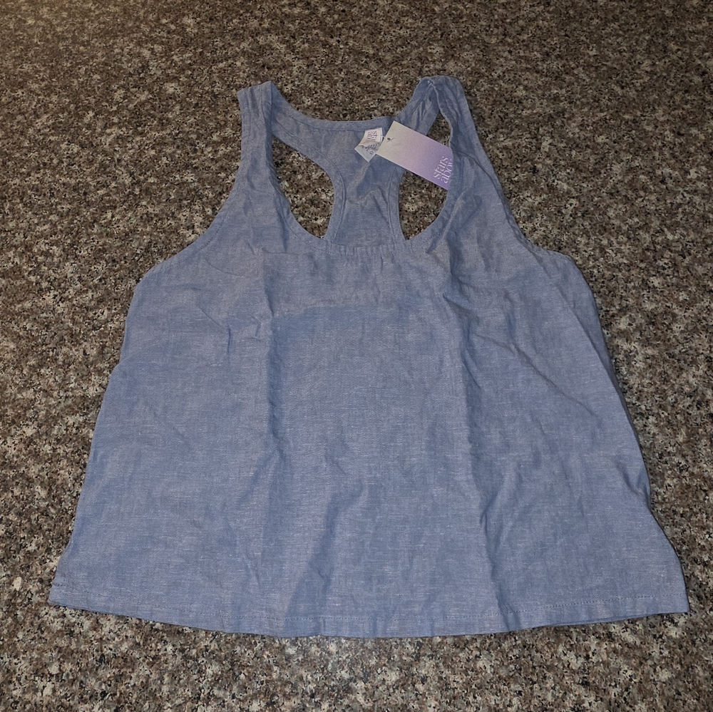 Stars Above Linen & Rayon Razorback Tank Top